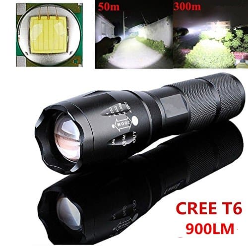 Tactical LED Flashlight ,PromethFire 900 Lumens Rechargeable Flashlight Torch Zoomable Lamp Light - 5 Mode Adjustable Brightness Waterproof Design Torch Lighting for Hiking, Camping & Outdoor