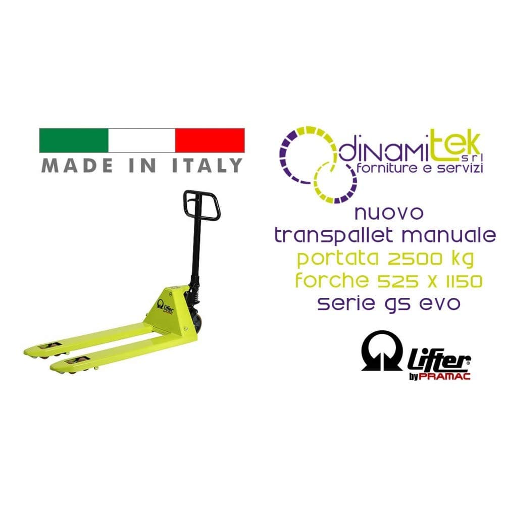 GS Pro Manual 25S4 Ra transpallet Descent Controlled Capacity 2500 kg Lifter by Pramac Forks 525 X 1150