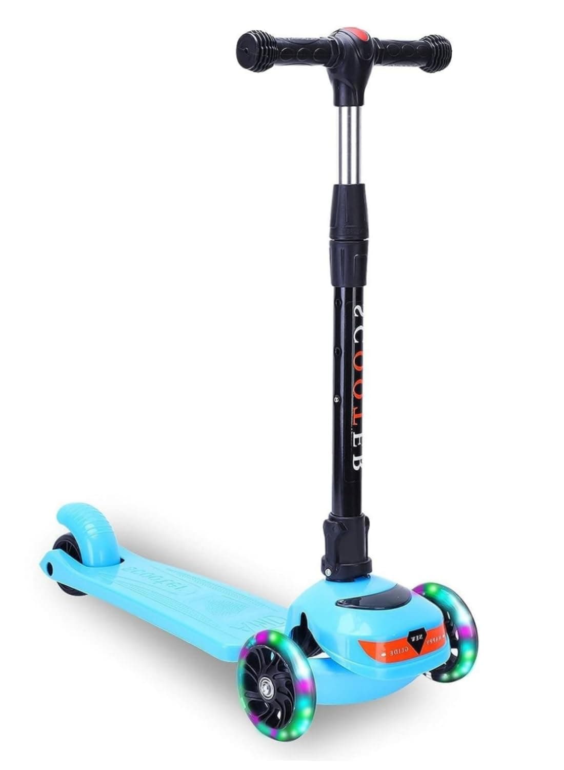 Kids Scooter, 3 Wheel Foldable Kick Scooter for Boys Girls Ages 3-14 Years, Adjustable Height, Lean to Steer, Non-Slip Deck, Lightweight Push Scooter for Children