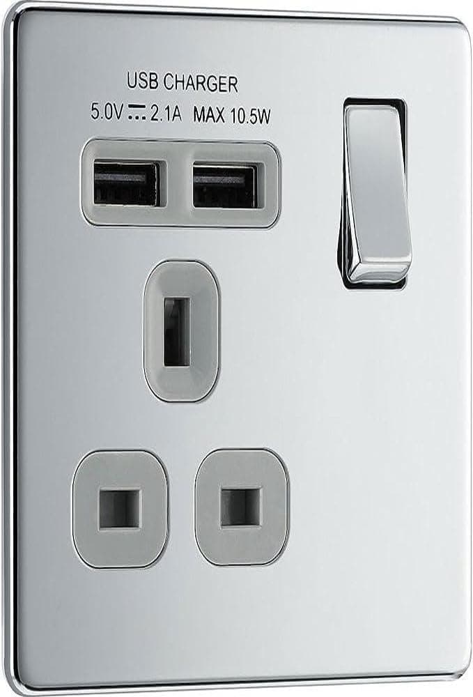 BG Electrical fpc21u2g 2.1 A x 2 Masterplug Single Socket with USB