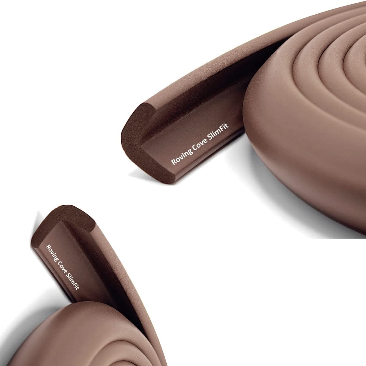 Roving Cove Slimfit Edge Protector for Baby Proofing (9ft Small Edge Only), Soft Rubber Foam Furniture Edge Bumper Guard, Desk Edge Cushion, 3M Adhesive, Coffee Brown