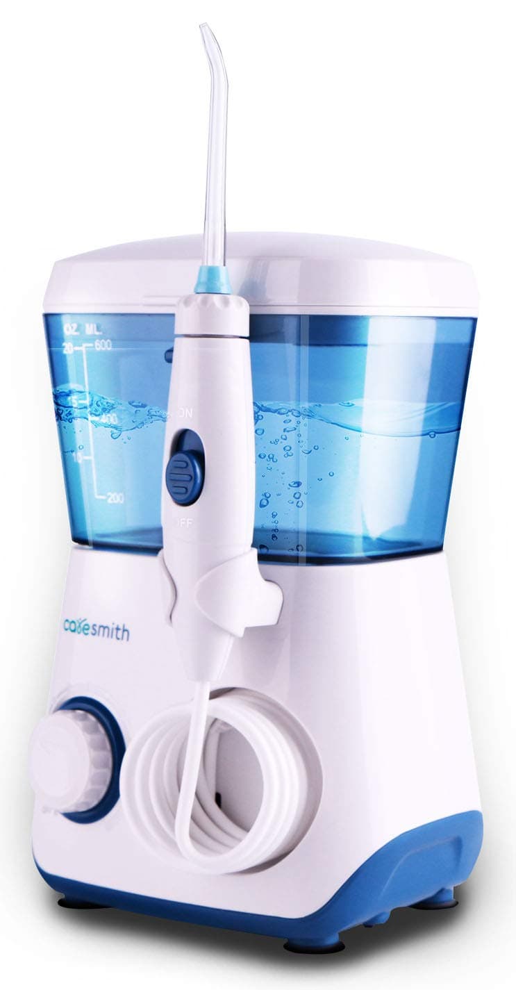Caresmith Table Top Pro Dental Flosser | 8 Jet Tips | 10 Pressure Modes | Effective as Dental Floss White