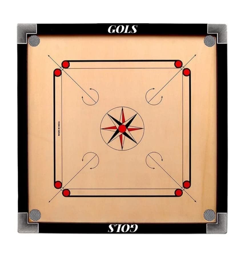 Carrom Board for Kids Small Size 20 Inch Gloss Finish with Wooden Coins, Striker, Boric Powder.