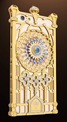 Formartti 24K Gold Luxury iPhone 6 6s 5.5" Phone Case, 24K Gold on Aluminum & 316 Grade Steel Frame - Luxury Premium Castle Style with Green Zirconia