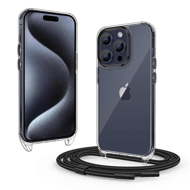 Mkeke Lanyard Case for iPhone 14 Pro Max Black Military-Grade Drop Protection Shockproof Protective 2022