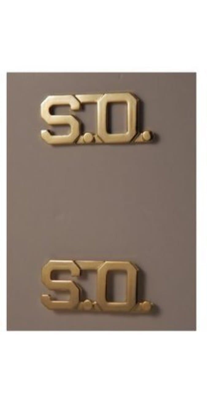 Security Guard Officer SO S.O. Uniform Shirt Jacket GOLD Collar Pins PAIR