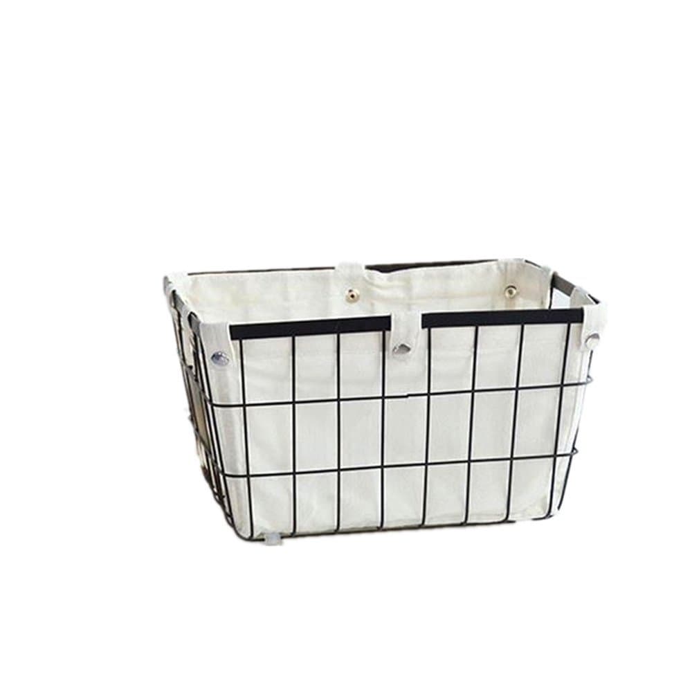 Handmade -Open Storage Bread Food Basket,Kitchen Cabinet and Pantry Storage Organizer Bin & Containers- Two Cut-Out Handles Wire Metal with Canvas Lining 13x10x7.5 Inches Black