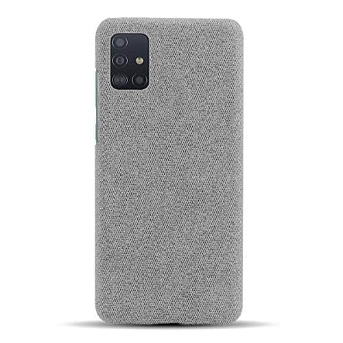 SGKITM Case Compatible Samsung Galaxy A51/A71 Ultra Slim Shell Felt Fabric Anti-Fall Bumper Cloth+Plastic Protective Back Cover (A71, Light Gray)