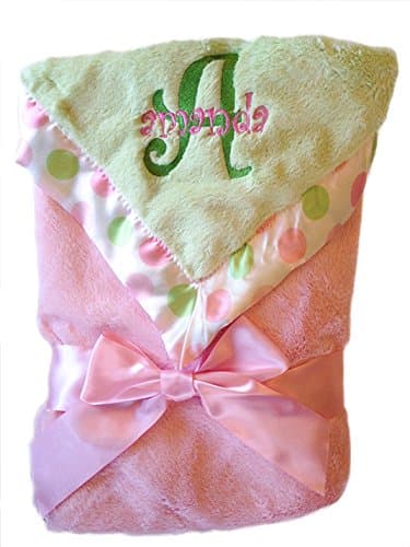 Personalized Monogrammed Posh Dots Green Baby Blanket