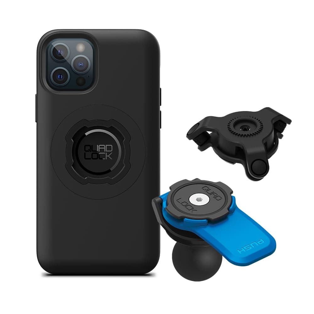 Quad Lock 1" Ball Adaptor for Motorcycle Phone Mount with Vibration Dampener and MAG Phone Case for iPhone 12/12 Pro