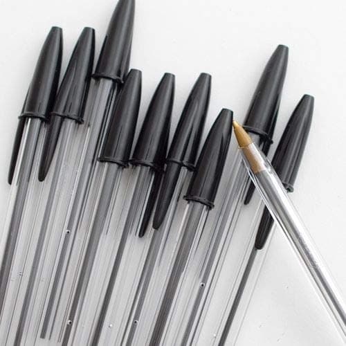 AIBULONew Medium Tip Fluent Smooth Writing Black Biro Ballpoint Pens - Pack of 10