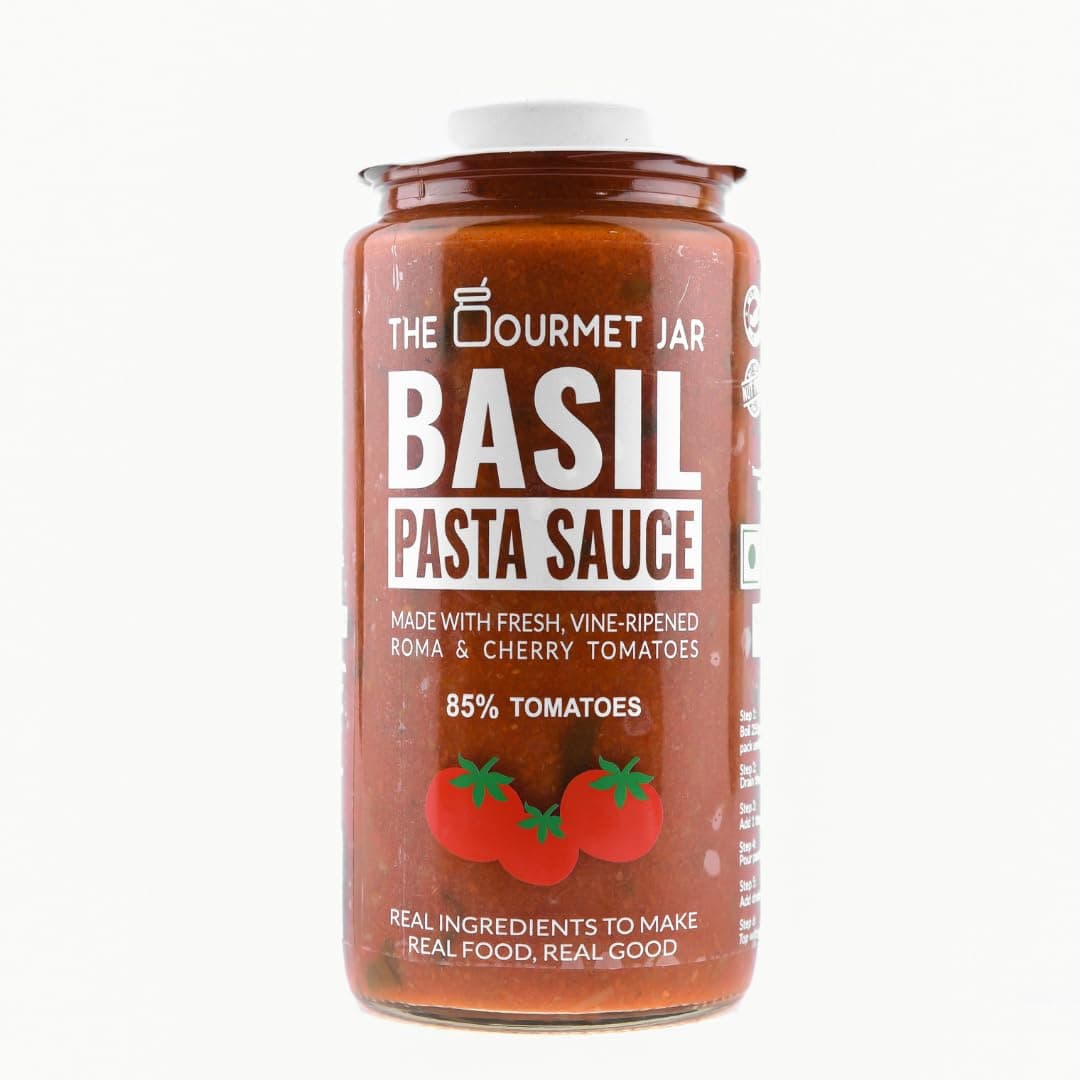 Basil Pasta Sauce with Fresh, Vine-Roma and Cherry Tomatoes - Vegetarian Italian Sauces - Gluten Free - 100% Natural and Nut Free 390 Gm