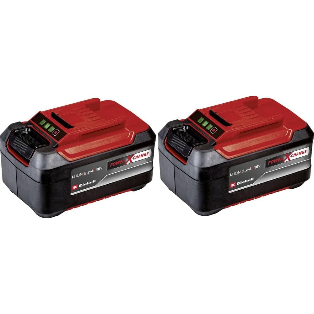 OriginalEinhell Akku PXC-Twinpack 5,2 Ah Power X-Change (Li-Ion, 18 V, 2X 5,2 Ah-Akkus, universell für alle PXC-Geräte, proaktives Batteriemanagement, angepasste Ladezyklen)