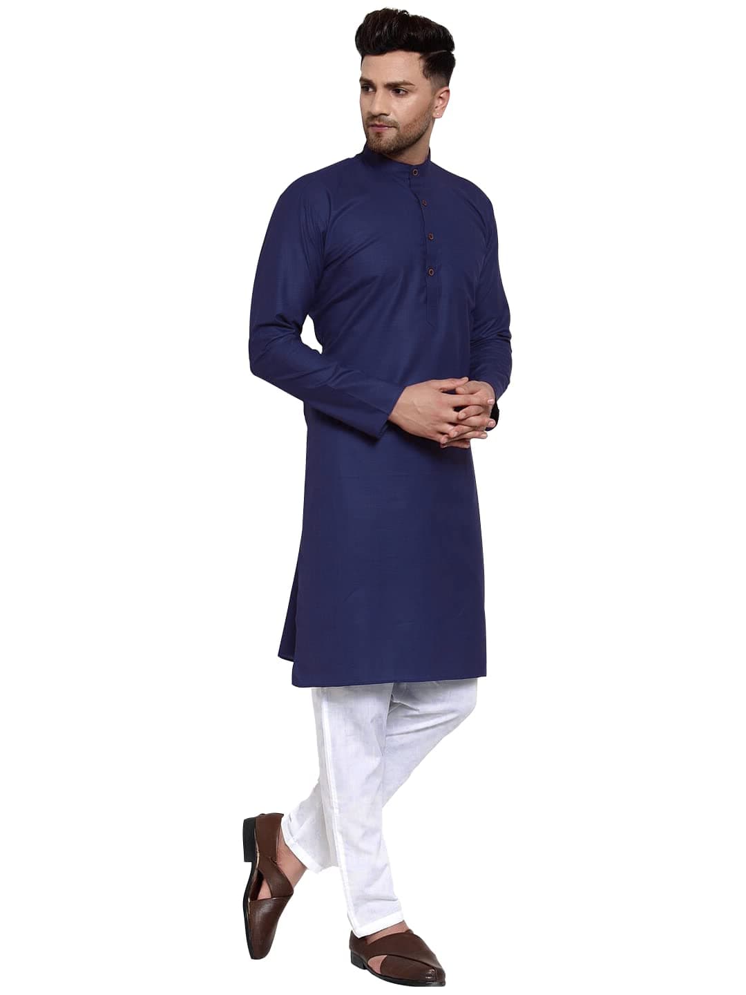 Enmozz® Multi Colored Cotton Plain Men's Ethnic Kurta Only