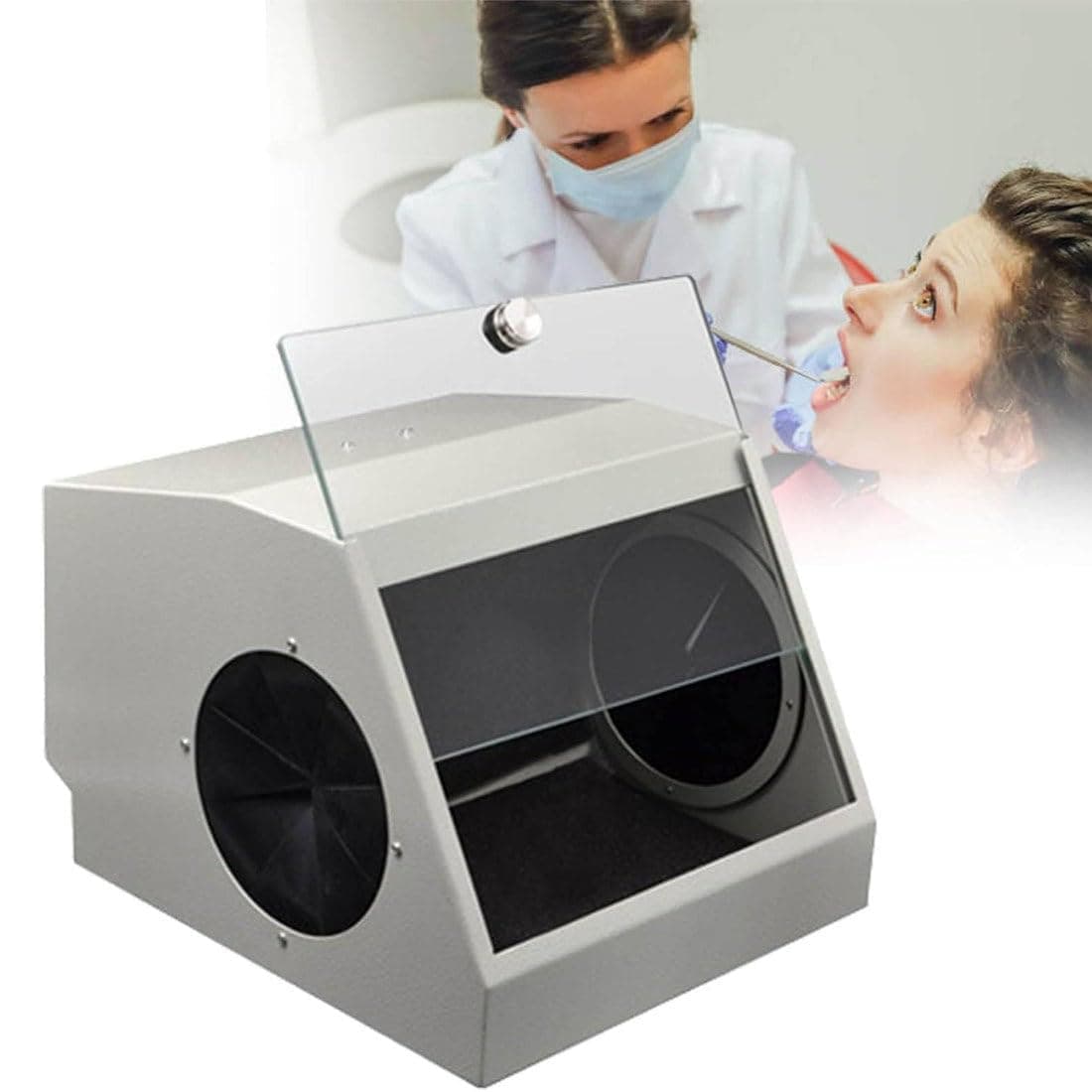 GJBMXSM Lab Grinding Polishing Box, Sandblasting Protector, Vacuum Dust Extractor, Dental Lab Sandblaster Dust Collector Box, Dental Lab Equipment with Filter Device