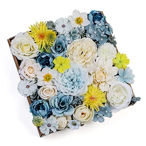 Serra Flora Artificial Flowers Combo Peony 35pcs Silk Roses Mix Fake Flowers for DIY Wedding Bouquets Combo Gradual Change Centerpieces Arrangements Party Bridal Baby Shower Home Decorations