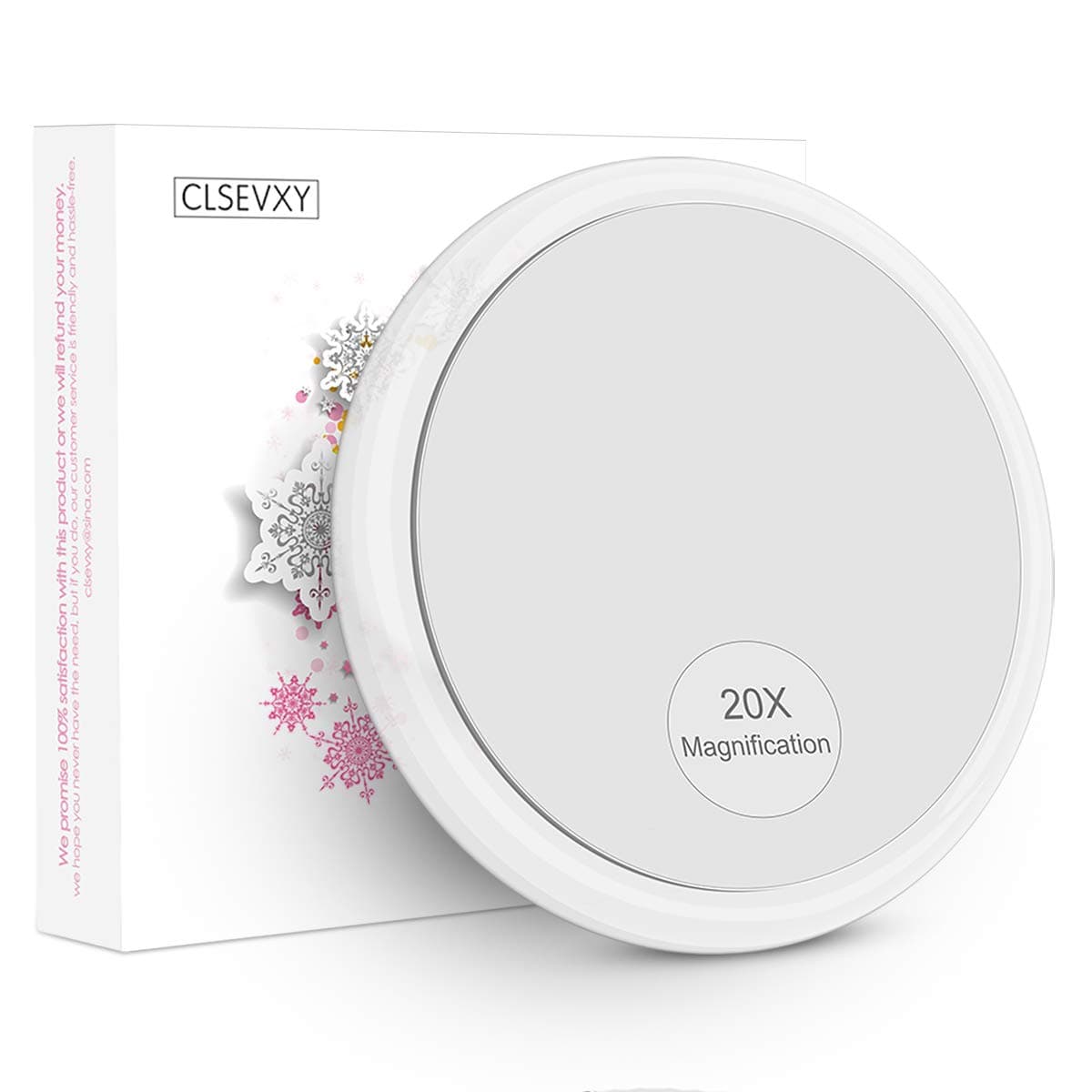 20X Magnifying Mirror with 3 Suction Cups for Easy Mounting - Very Powerful Magnification Use for Check Makeup Detail - 3.23 Inches Mirror Diameter Come with 1PC Storage Bag