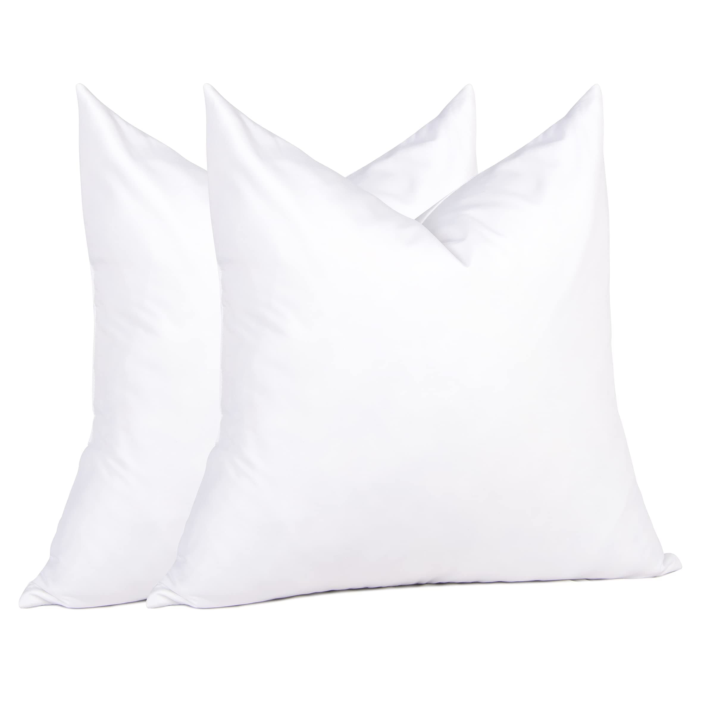puredown® White Down Feather Washable Square Pillows, Cushion Inner Pads, 100% Cotton Cover, Pack of 2, 20 * 20"