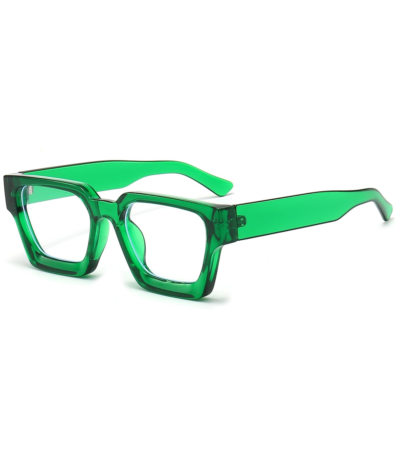 Thick Square Frame Blue Light Glasses for Women Men Non Prescription Computer Eyeglasses