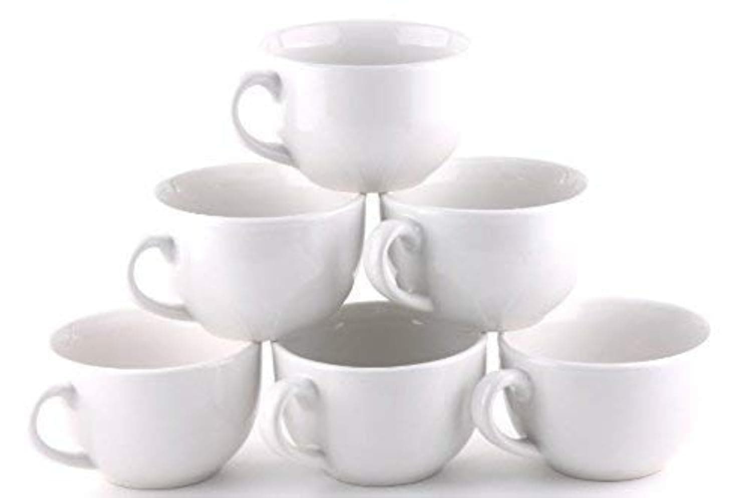 Amuse- Professional Gourmet Extra Large Coffee & Latte Mug (Set of 6) (Pure White)