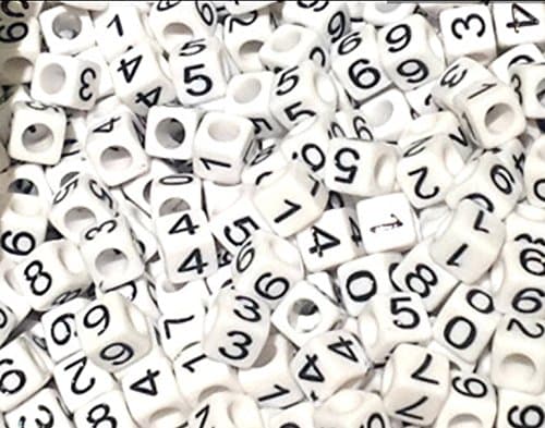100pcs 6mm cube white + black numbers 0-9 acrylic beads