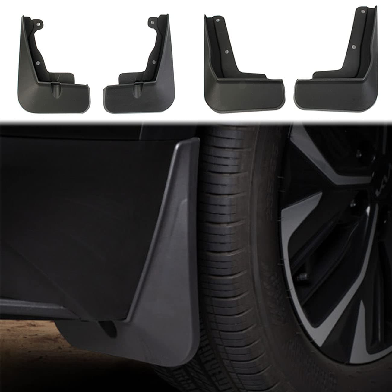 Black Car Mud Flaps Mudguard Fender Accessories for KIA EV6 2022-2025(Model 2(ONLY FIT GT-LINE))