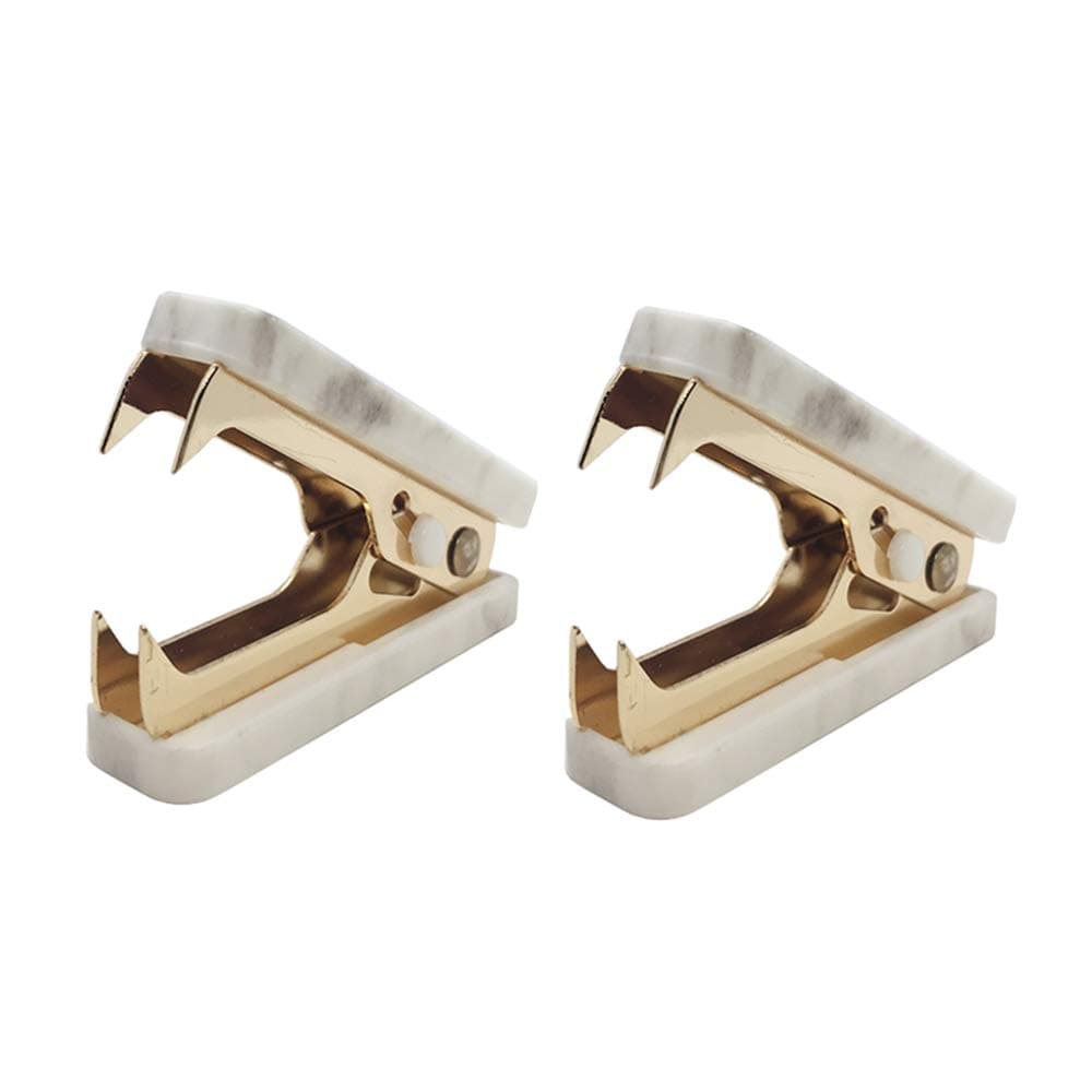 2 Pack Marble Print Staple Remover Gold Glitter Metal Jaws Staples Puller Removal Tool for Home Office School Desk Stapling Accessories Supplies (2)