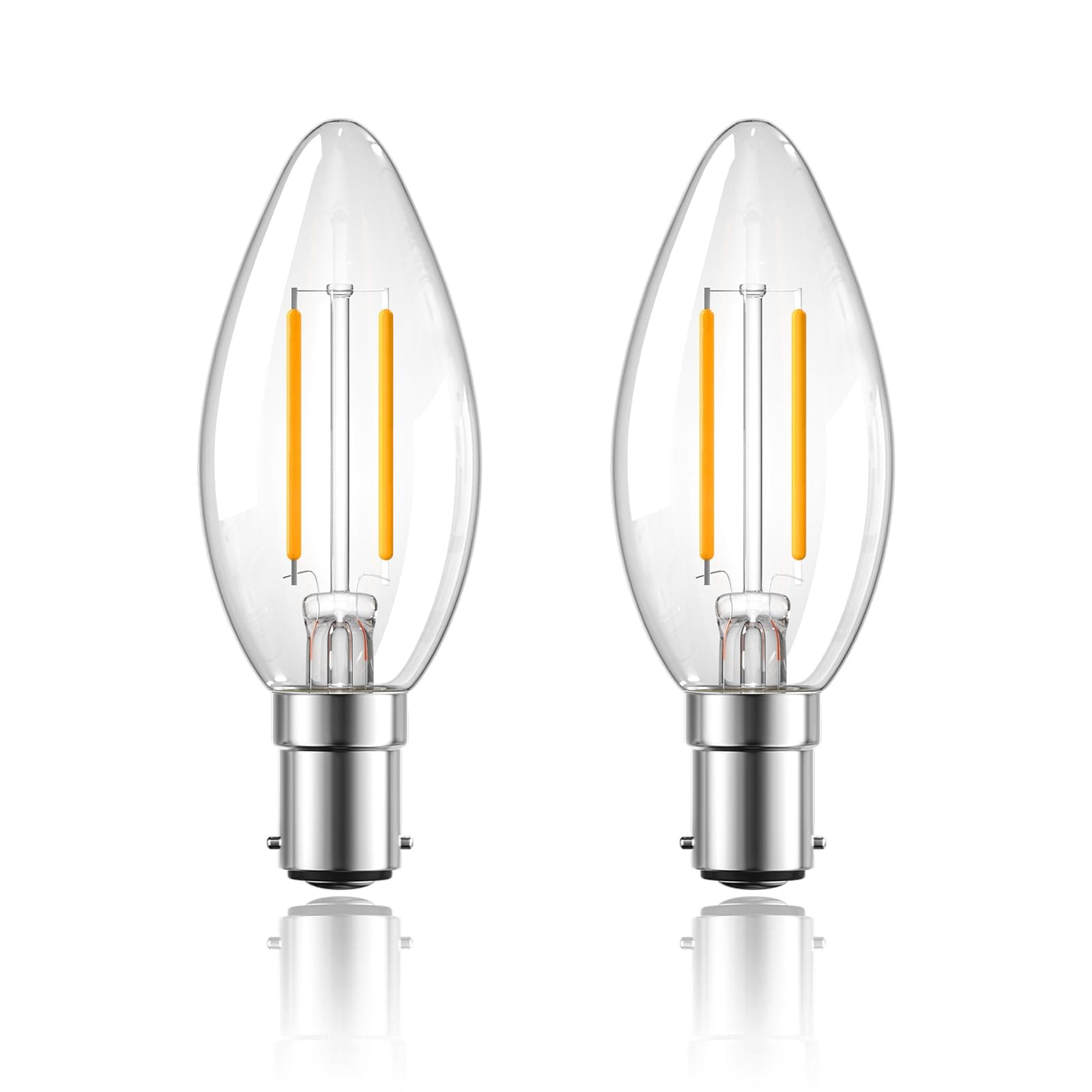 Lamptobe B15D Filament Bulb 2.5W Candle LED Bulb Dimmable Warm White 2700K LED Filament Light for Wall lamps, Desk lamps, chandeliers,Floor lamp,Corridor lights, etc (2pack)