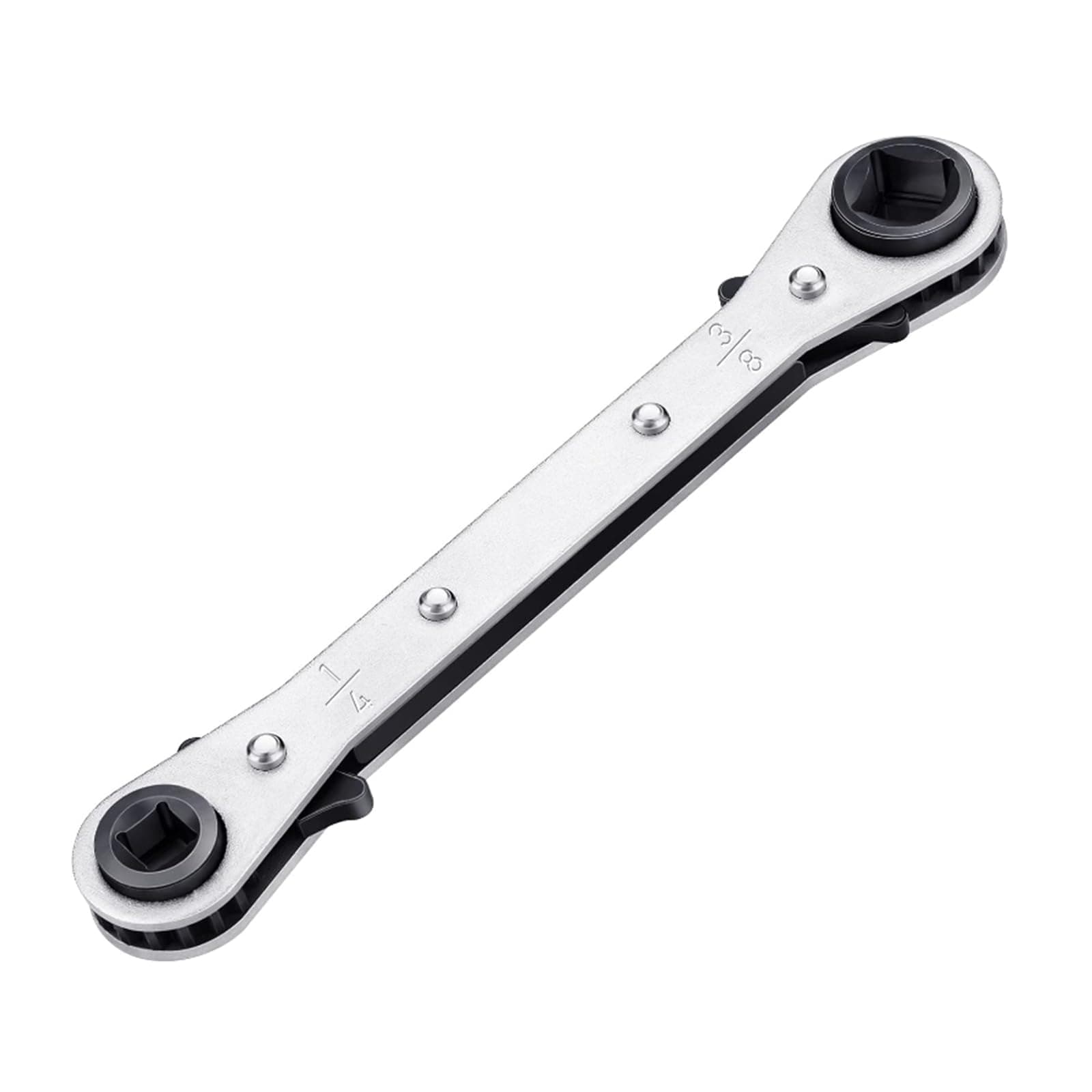 GIONAR HVAC Service Wrench Tools, Quad Ratchet Spanner with 4 Sizes 3/8'' 1/4'' 5/16'' 3/16'', 360° Air Ratchet Wrench for Air Conditioning & Refrigeration Equipment Repair