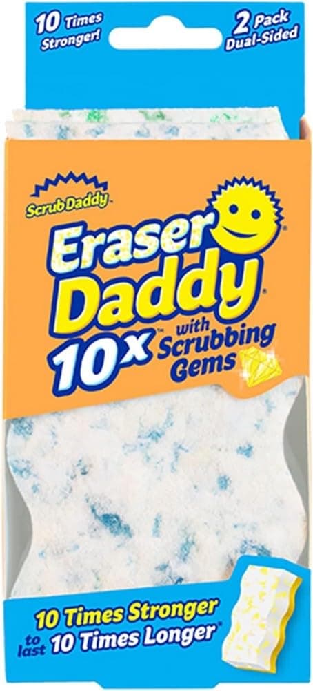 Eraser Daddy 10x, Magic Eraser Sponge for Painted Walls, Skirting Board Cleaner, Melamine Sponges, Dual-Sided Scrubber Pads, All Purpose Cleaning Sponges, Magical Mark Remover, 2 Pack