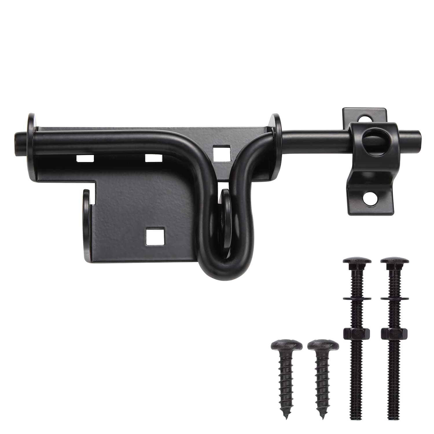 Slide Bolt Gate Latch,Sliding Bolt Door Lock with Padlock Hole, Heavy Duty Hardware Gate Latch for Wooden Fence,shed Door,Yard Door,Barn Door,Outdoor Latch| Solid Thickened Steel,Black