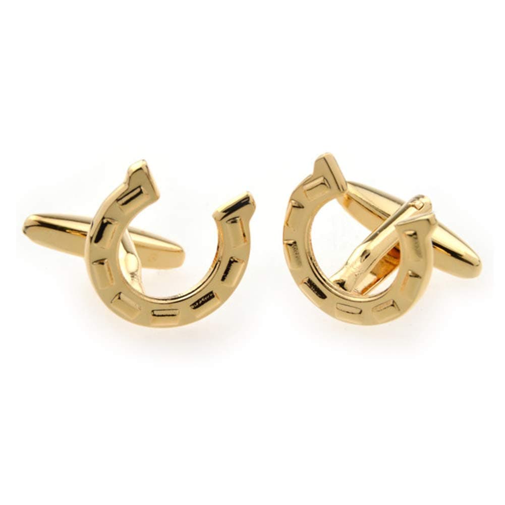 Horseshoe Horse Pair Gold Cufflinks