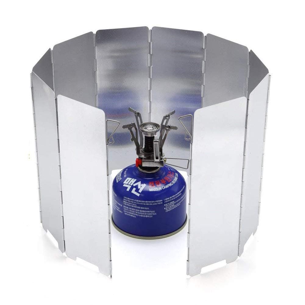 Portable Stove Windshield, Folding Camping Aluminum Cooker Wind Screen Windbreak With a Storage Bag