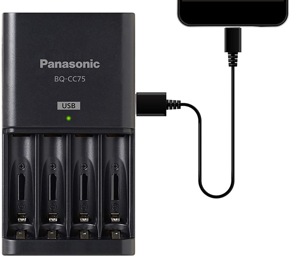 Eneloop Panasonic BQ-CC75KSBHA pro Advanced Individual Battery Charger with USB Charging Port, Black