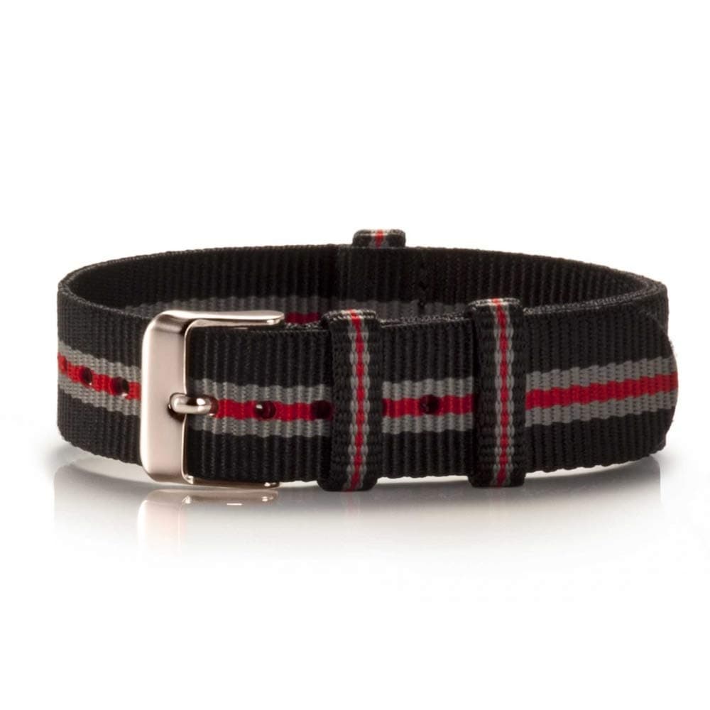 Bergmann Nato Bracelet Textile Pretored Black/Grey/Red Copper, Strap.