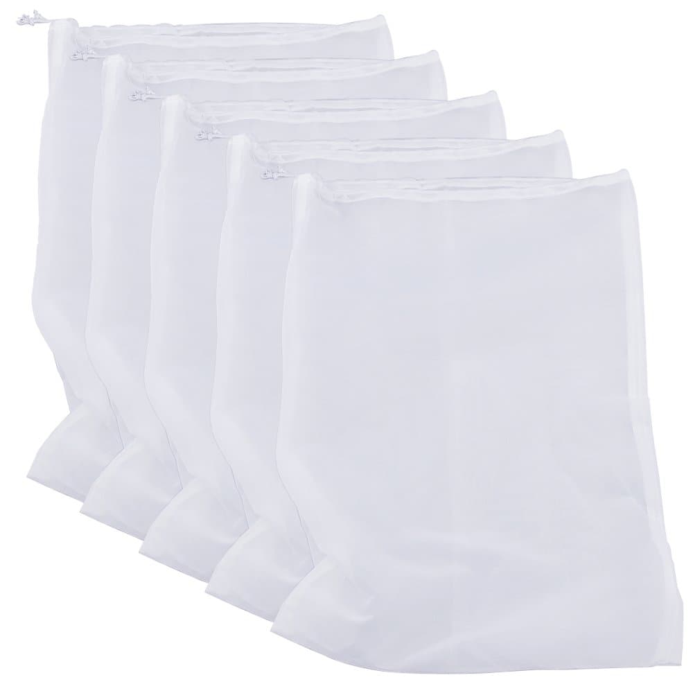 75 Micron Nylon Straining Bag Fine Mesh Food Strainer Bag, Multi Purpose Filter Bag for Nut Milk, Juice, Cold Brew, Home Brewing (17.72" x 11.81", 5 Packs)