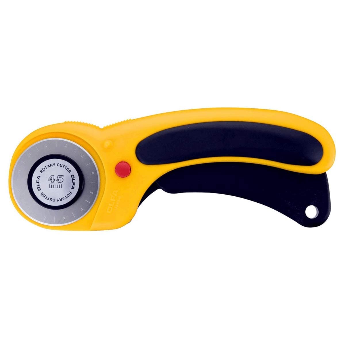 45mm Ergonomic Rotary Cutter (RTY-2/DX) - Rotary Fabric Cutter w/Blade Cover & Squeeze Trigger for Quilting, Sewing, Crafts, Replacement Blade: OLFA RB45-1H