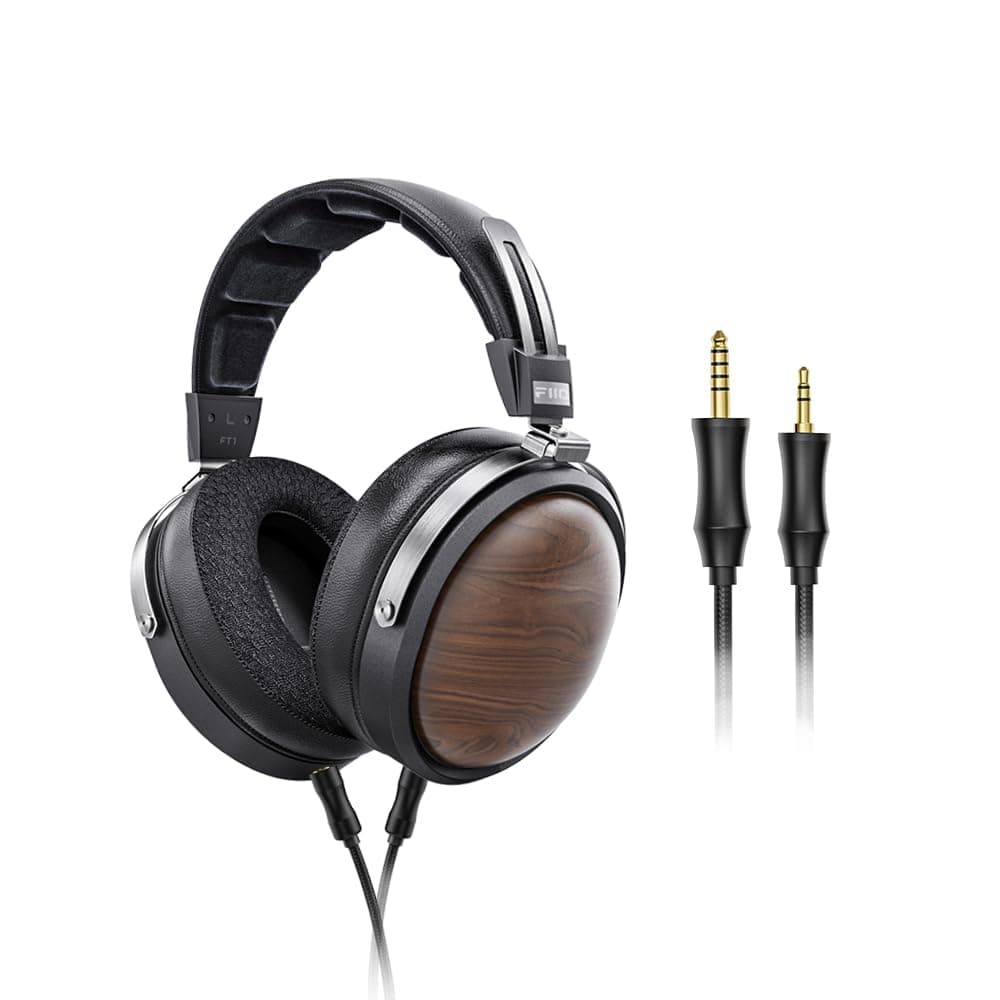 FT1 Closed-Back Over-Ear Nanowood Fiber Composite Diaphragm Wired Hi-Fi Headphones, Detachable Cable, American Black Walnut Wood Ear Cups for Home, Studio, Recording (Black)