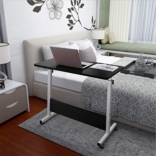 Follure Overbed Table Folding TV Tray Table Computer Desk- 31.5"X15.7" 360 Degree Foldable Liftable Adjustable Mobile Bedside Desk Sofa Table with Wheels Snack Tray (Black, 80cm40cm(31.5" 15.7"))