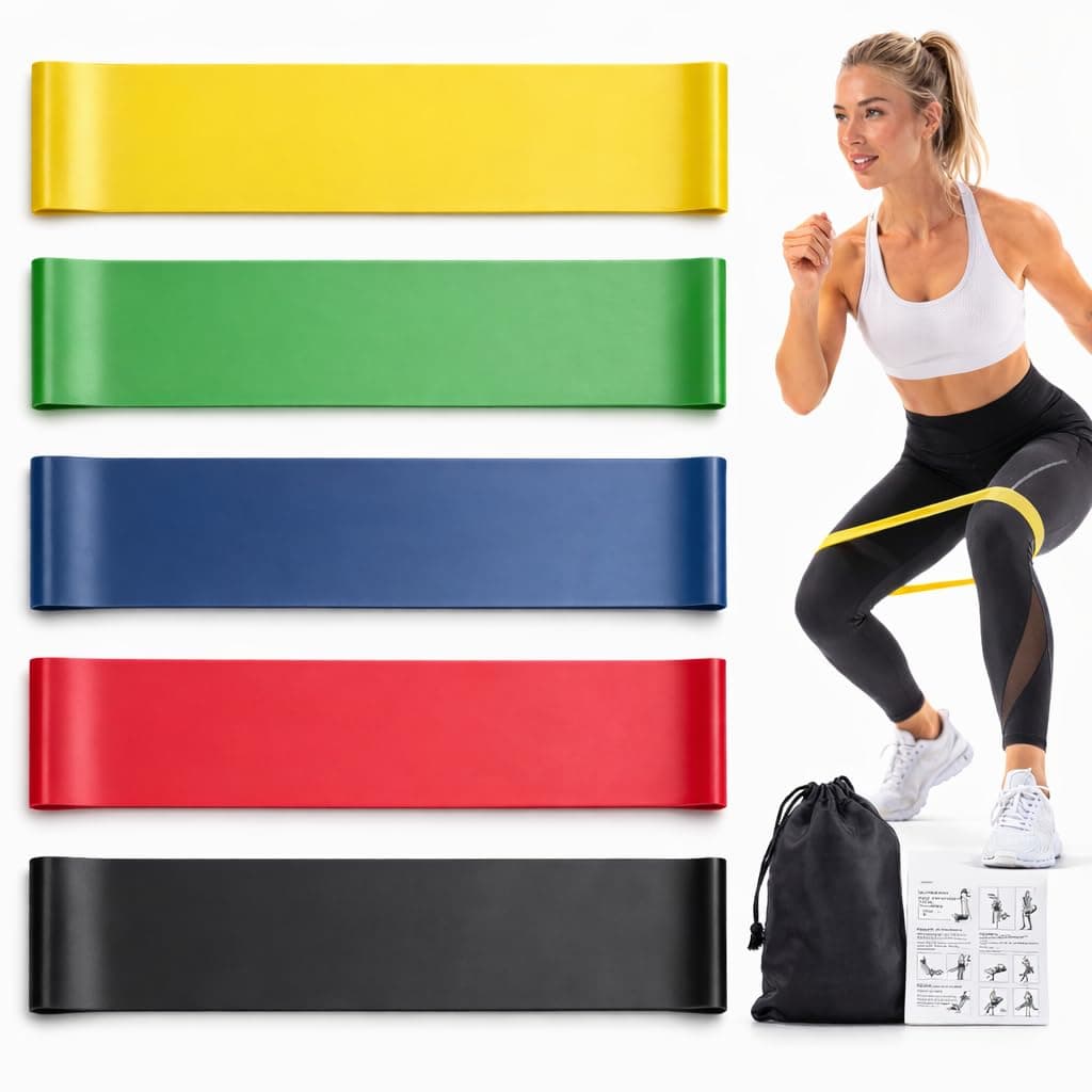 Resistance Stretch Bands Set of 5, Improve Flexibility and Strength Premium Workout Equipment, Skin Friendly, Pull up Assist, Fitness Band, Suitable for Muscle Stretching, Yoga,Exercise Gym