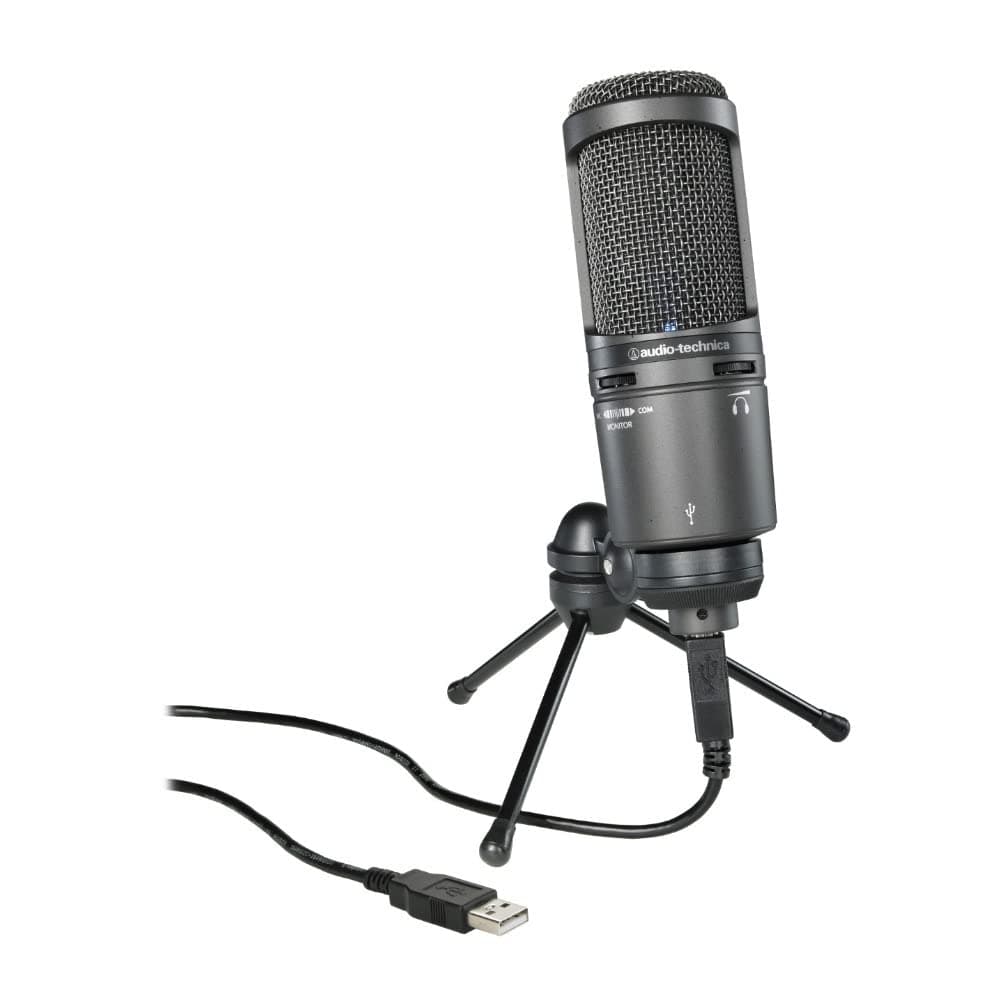 AT2020USB+ Cardioid Condenser USB Microphone, with Built-in Headphone Jack & Volume Control, Perfect for Content Creators (Black)