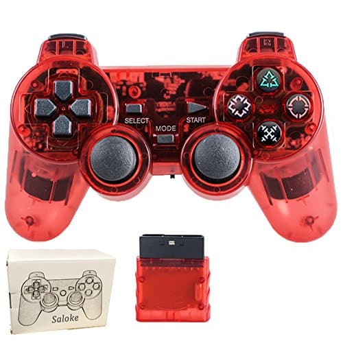 Saloke Wireless Gaming Console for Ps2 Double Shock (Clear Red)