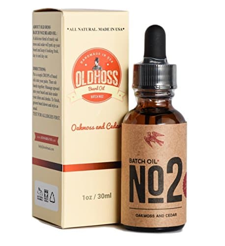Old Hoss 100% Natural Beard Oil For Men - Best for Beard Growth, Face, Skin, and Mustache - Manly Fragrances - Made in the USA (No.2 Oakmoss & Cedar)