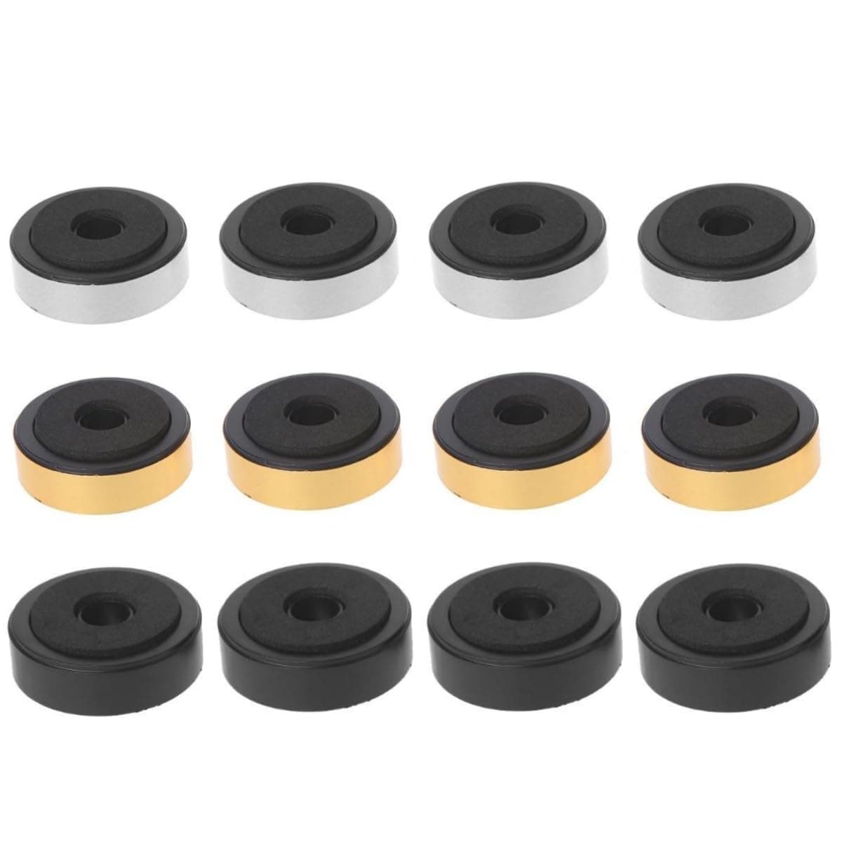12 Pack Speaker Isolation Feet Amplifier 48mm Plastic Shock Absorption Base Pads SoundBox Peg Stand Foot Mat Shock Absorber For Audio CD AMP HiFi Subwoofer Repair Gold,Sliver,Black