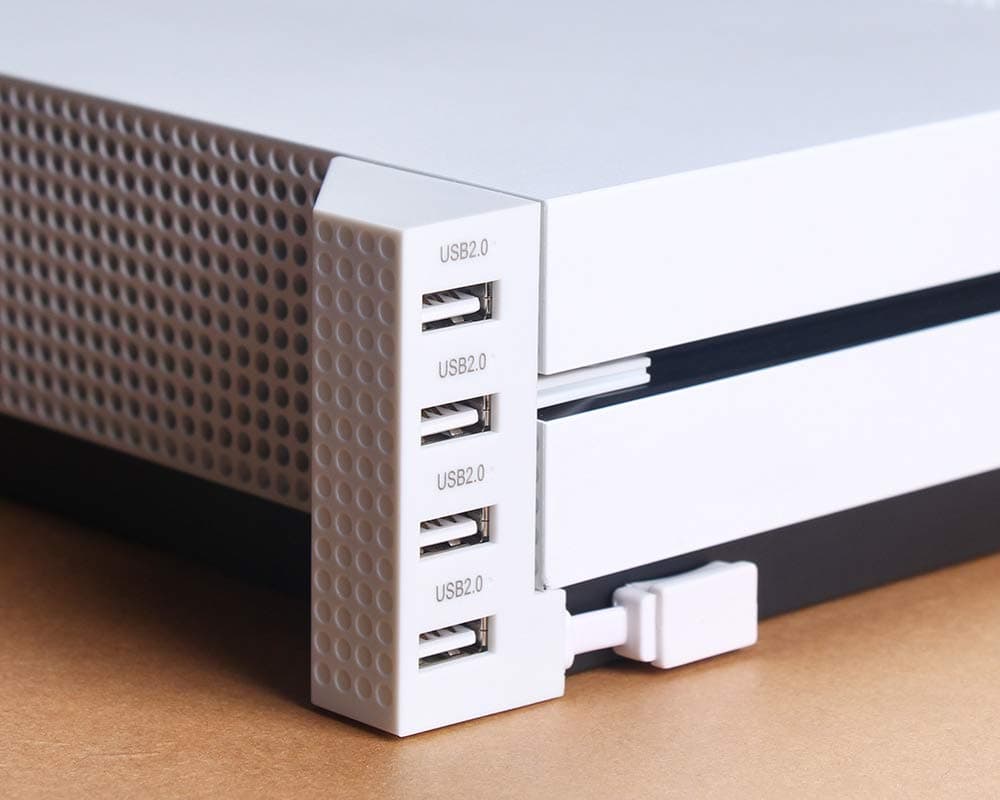 PeakLead 4 Ports USB Hub 2.0 for Xbox One S White USB Expansion Adapter Charger Extended Splitter with LED indicator for Xbox One Slim XB1S Console