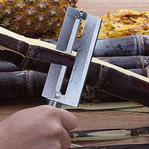 Spatlus Stainless Steel Sharp Paring Knife Fruit Pineapple Sugarcane Cane Peeler Knife Cutter Kitchen Tool for Home Kitchen Wooden Handle Reg (Pack 2)