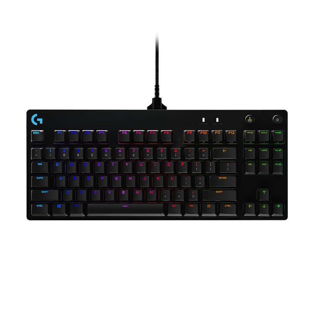 Logitech G Pro Mechanical Gaming Keyboard, Ultra Portable Tenkeyless Design, Detachable Micro Usb Cable, 16.8 Million Color Lightsync Rgb Backlit Keys, Black