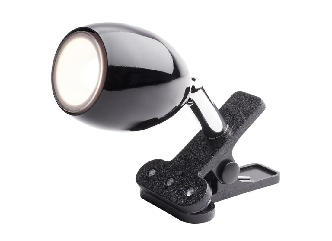Newhouse Lighting NHCLP-JO-BK Joe LED Mini Clamp Lamp & Reading Spotlight Perfect for The Office, Study & Bedroom, Metal, Black