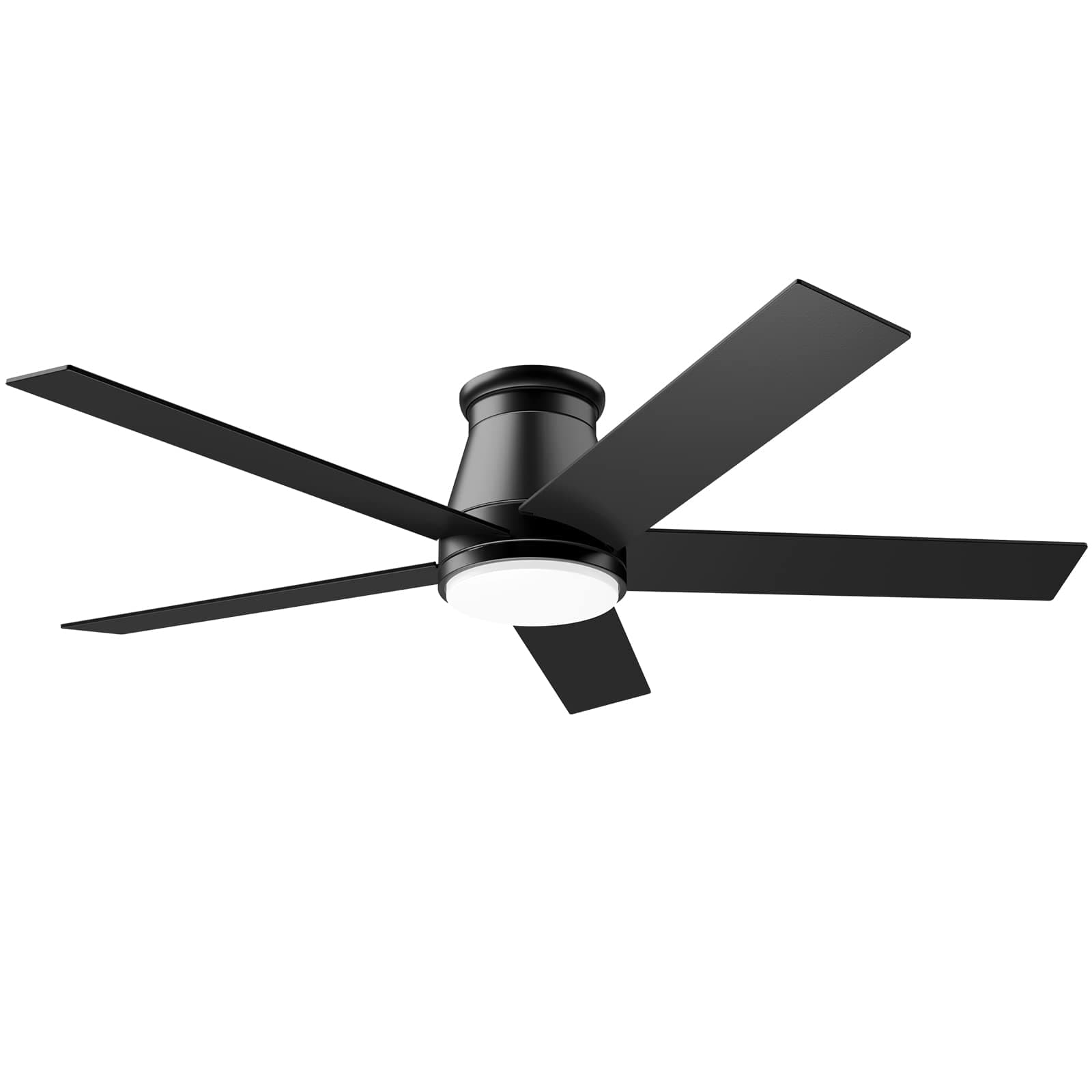 wurzee 52" Flush Mount Low Profile Ceiling Fan, Black,6 Speeds DC Reversible Motor,Timing, Dimmable for Indoor, Patio,Porch, Garage, Shop