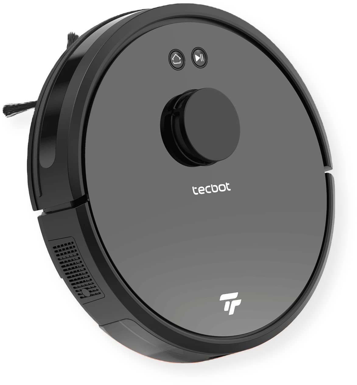 TECBOT S3 Robotic Sweeping/Mopping Vacuum Cleaner with 360-degree LDS Laser Radar Navigation, Black; 14.4V, 35W; 1800Pa Suction; 0.6L Dust Bin; 0.45L Water Tank; Anti-Drop Smart Protection